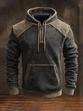 Men's Vintage Distressed Corduroy 3D Textured Hooded Casual Long-Sleeved Sweatshirt